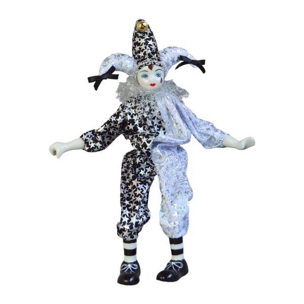 15インチ 磁器製ピエロ人形 ハロウィン飾り コスチューム付き ホームデコレーション ハーレクイン人...