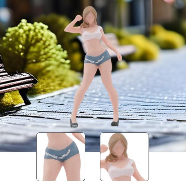 1/64スケール 女の子フィギュア 小さな人物ポーズシーン 女の子フィギュア 写真撮影用小道具 手描...