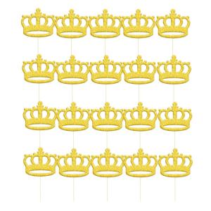 20個入り 輝き 王冠デザイン カップケーキトッパー ケーキピック 新年パーティー デコレーション ツル 全2種類2色 - 金, 1