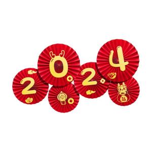2024 旧正月ペーパーファン 6 個 壁用 バレンタインデー ホリデーパーティー スタイル D