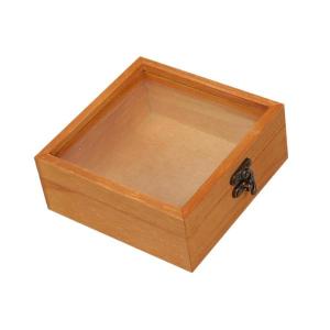木製収納ボックス DIY クラフト ギフトボックス 記念品ボックス 花嫁介添人ギフト装飾用 ガラス蓋 12x12x5cm