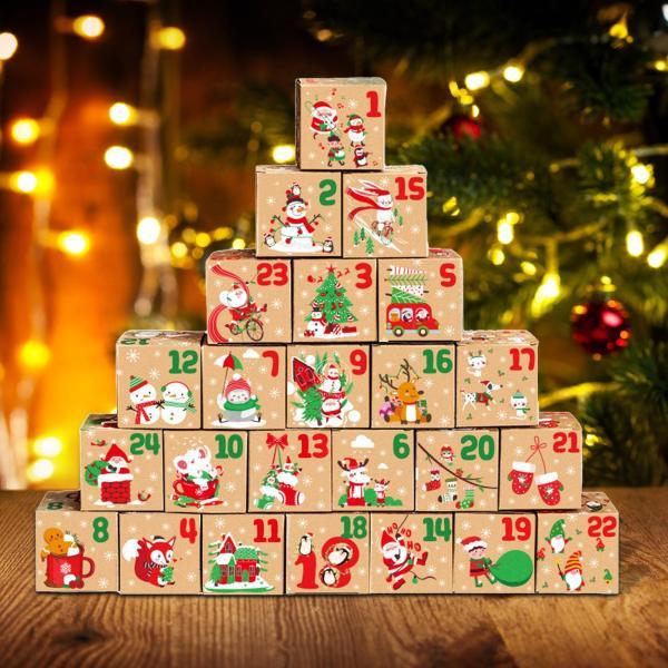 キリスト降誕のアドベントカレンダー クリスマス 段ボール 数字ボックス 小 お祝い ワーピング 24...