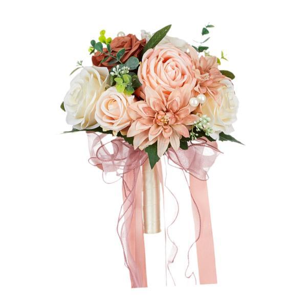 ウェディングブーケ 花嫁のトスブーケ フレンチデコレーション 本物そっくりの花嫁介添人用ブーケ 花嫁...
