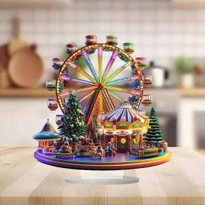 バレンタインデーデスクトップ像クリスマス観覧車置物クリスマスシーン 2D アクリル装飾寝室新年家の装飾