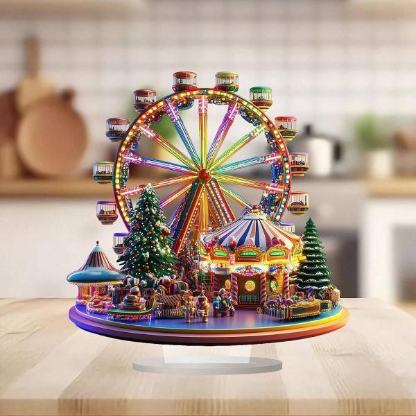バレンタインデーデスクトップ像クリスマス観覧車置物クリスマスシーン 2D アクリル装飾寝室新年家の装...