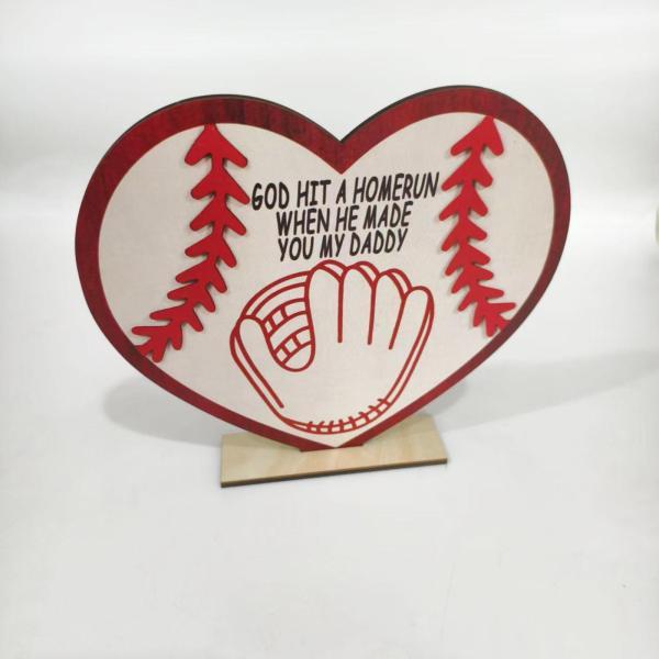 野球の木製サイン父の日のサインクラフトクリエイティブファーザーズデイテーブルデコレーションリビングル...
