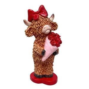 ハイランド牛の樹脂製置物 工芸品 動物彫刻 マントルピース キッチン オフィス 女性用