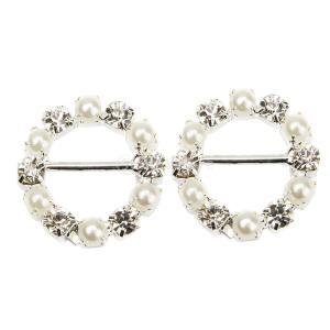 12mm ラウンドパール ラインストーン リボン バックル