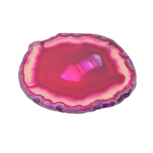 1個80-100mmの瑪瑙の水晶クリスタルスライスコースター家の装飾fuschia