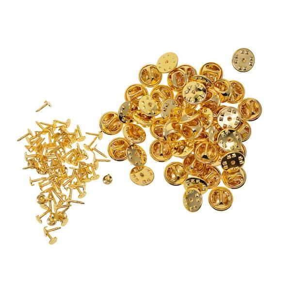 50セットのバッジの帽子のピンの金属のネクタイバックラペルピンバタフライclaspsゴールド