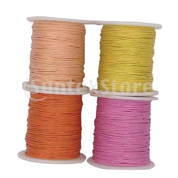 4ロール1mm幅のジュエリー作りビーズ細工マクラメワックスコットンコードスレッド.各ロール80 M