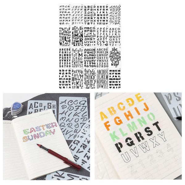 20xプラスチックアルファベットレター番号絵画ステンシルスケールテンプレート弾丸ジャーナルステンシル...