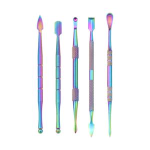 レインボーソリッドステンレススチールワックスカービングツールワックススクープツールケース付き