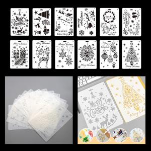 12ピース/個クリスマスステンシルスノーフレー�