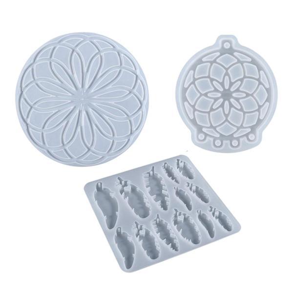 ドリームキャッチャーフェザーシリコンモールドエポキシ樹脂ペンダントウォールデコレーションセット2