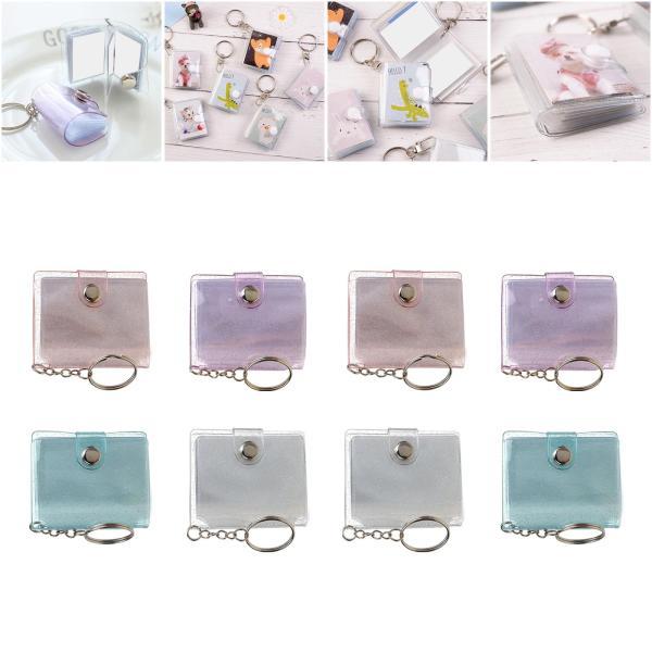 ミニフォトアルバム画像ストレージバインダーカードポケットキーホルダー4色1インチ