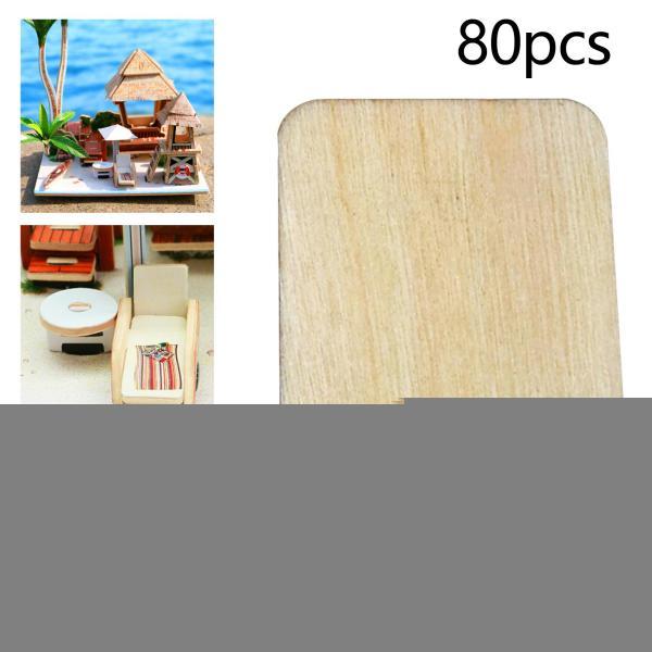 DIYクラフト用の80xスクエアウッドピース木製スライス未完成カットアウトロット