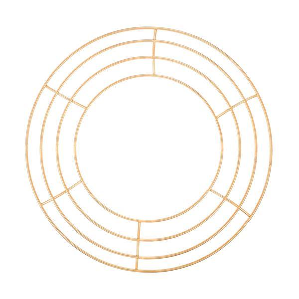ワイヤーリースフレームラウンドリースリング DIY クラフト用品ホリデーウェディングゴールド 35 ...