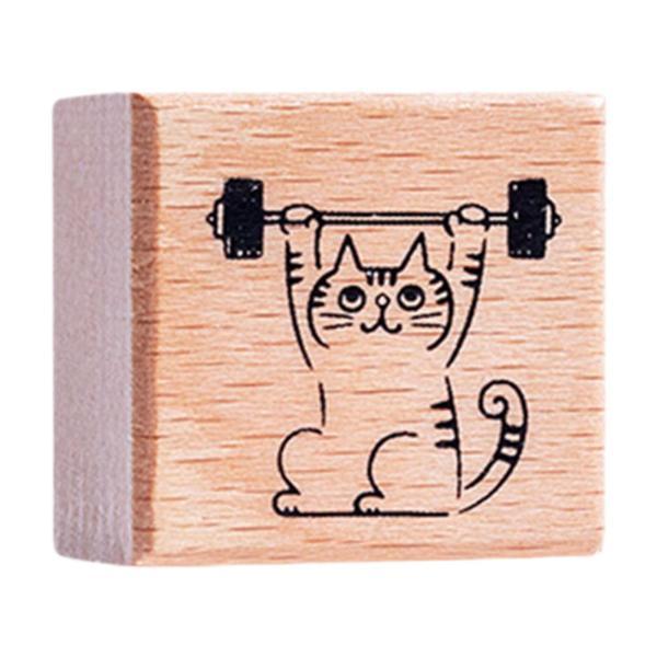 猫のスタンプ 1.2インチ 小さな木製ゴムスタンプ ジャーナル レター スクラップブック フィットネ...