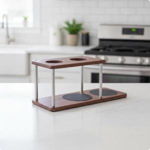 コーヒースタンド ドリップステーション 二層 木製 抽出器具 ドリッパー カラフェ 収納 耐熱保護 シリコンパッド 安定支持 省スペース 整理 清潔維持 自宅に適用
