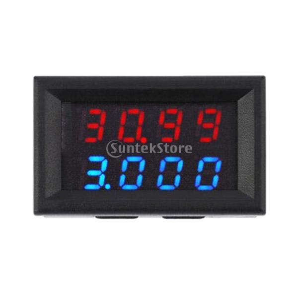 デジタル電圧計電流計 DC 0-200V パネル取付け テスター 100A/50A/10A   赤青...