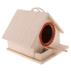 木製の鳥の家birdhouse吊り巣の巣箱ロープ19×16×14センチメートル