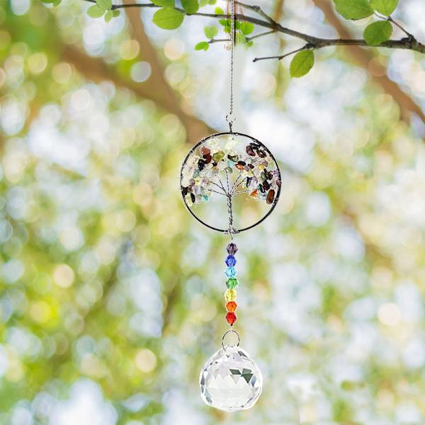 手作りのサンキャッチャークリスタルボールプリズム吊り飾りカラフルな木
