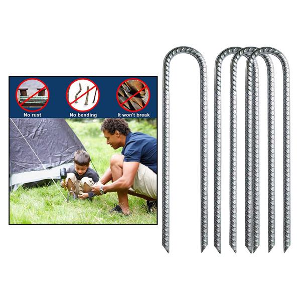 4xU字型トランポリンステークス亜鉛メッキウィンドグラウンドアンカーペグ屋外スイング弾力がある城アク...