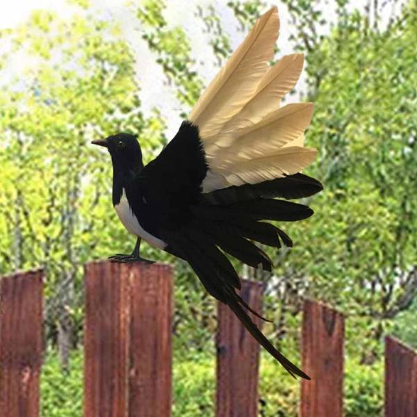 カササギ シミュレーション鳥動物鳥置物像ヤードアート屋外芝生 36 センチメートル広げた翼