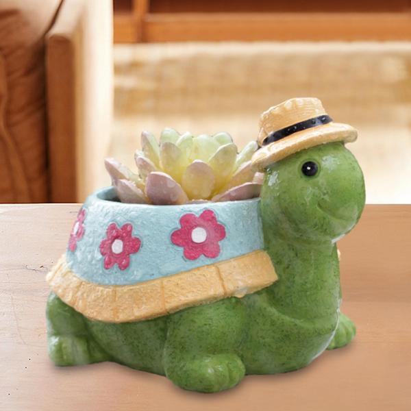 カメプランターポット植木鉢装飾盆栽ポットアート亀フラワーポットギフト本棚テーブルカフェガーデン