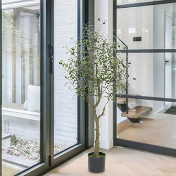 人工オリーブの木 鉢付き ギフト 緑の葉 4フィート オフィス 屋内 家庭用 スタイル A