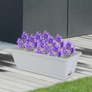2ピース ウィンドウボックスプランター 長方形装飾 ガーデン 屋内植物 ホーム ライトグレー｜stk-shop