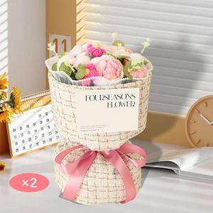 かぎ針編みの花束 造花 誕生日 教師の日 結婚式 ピンク
