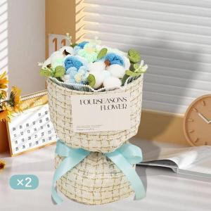 かぎ針編みの花束 造花 誕生日 教師の日 結婚式 ブルー