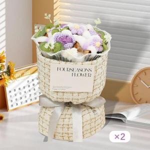 かぎ針編みの花束 造花 誕生日 教師の日 結婚式 紫の商品画像