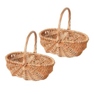 2x 籐バスケット 装飾バスケット 卓上フルーツバスケット キャンプ野菜用織物収納バスケット コーヒーショップの棚