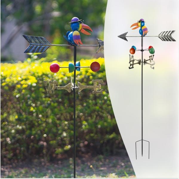 鳥型風見鶏 風向計 ギフト 杭付き ガーデンデコレーション 金属飾り 屋根 小屋 ポーチ ガゼボ フ...