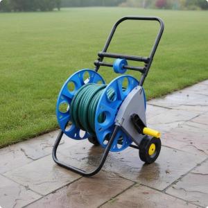 Hose Reel Cart 可動 ホースリール 収納 ホースワゴン 搭載 押し手 フレーム 移動 安定 整理 便利 ガーデン 庭園 パティオ 玄関先 ドライブウェイ に適用
