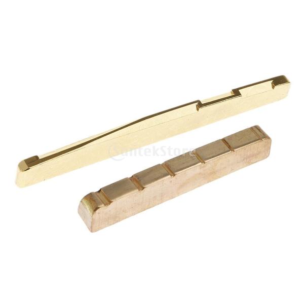 ギター ブラス サドル ナット セット 72x3x9mm  フォークギター用 楽器アクセサリー