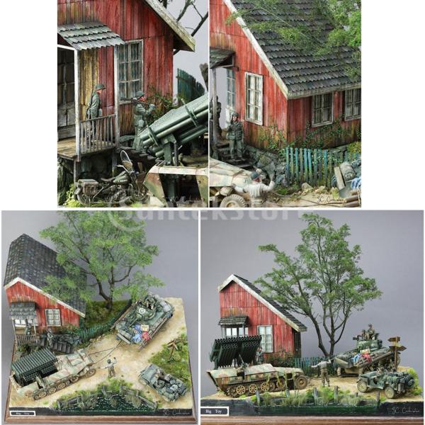 1:35スケール 軍用ジオラマ 建築モデルキット DIY 3D パズルウッド 遺跡 コーナー ハウス...
