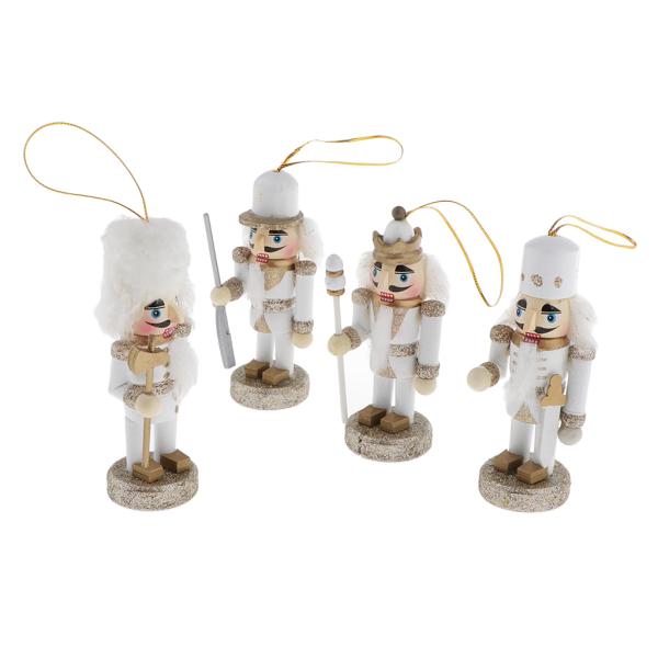 4ピース/個木製くるみ割り人形兵士のおもちゃクリスマスツリーハンギングオーナメントクリスマスの装飾