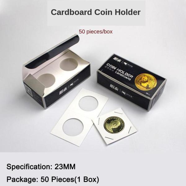 50個のボール紙のコイン収集ホルダー2x2コインフリップコレクター用23mm