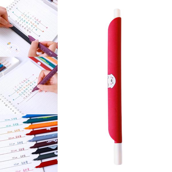 学生用定規ボールペン0.5mm付きの愛らしい動物ペン.混合色スタイルA