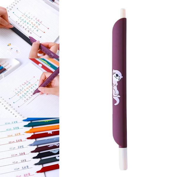 学生用定規ボールペン0.5mm付きの愛らしい動物ペン.混合色スタイルH
