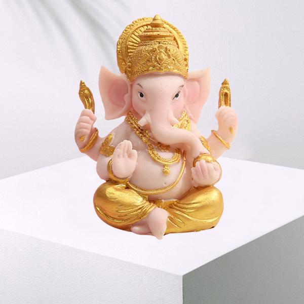 樹脂主ガネーシャ置物ヒンドゥー象神の成功仏像ホーム風水装飾彫刻