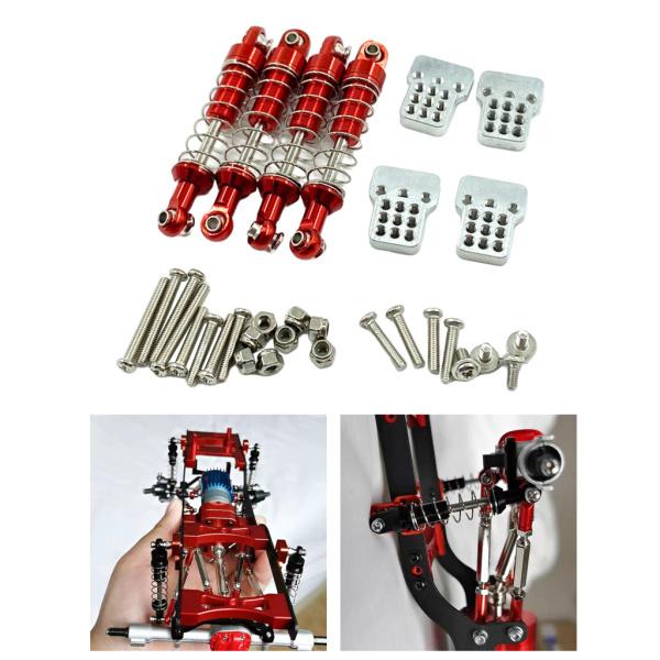 1/12 MN D90D91レッド用ショックタワーブラケット付き4xRCショックアブソーバーダンパー