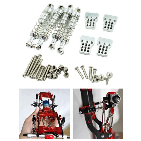 1/12 MN D90D91シルバー用ショックタワーブラケット付き4xRCショックアブソーバーダンパ...