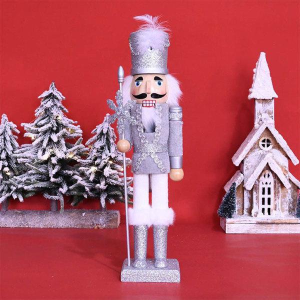 木製くるみ割り人形のクリスマスの装飾王くるみ割り人形の家の装飾品シルバー