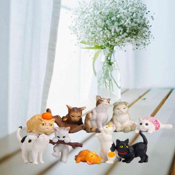 10x漫画面白いPVC猫フィギュアミニチュア置物学習家の装飾