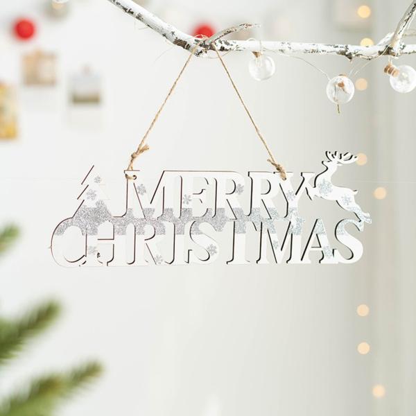 クリスマスツリー吊り飾り文字カードホーム新年の装飾15x5cm
